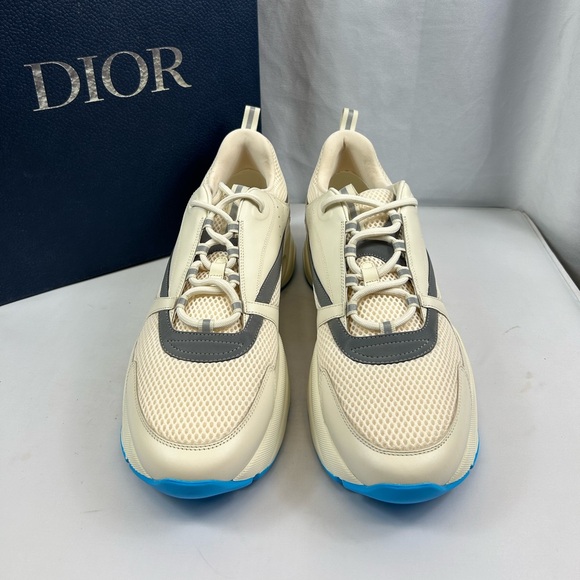 Dior B22 Men’s White Silver Blue Sneakers Sz US 17